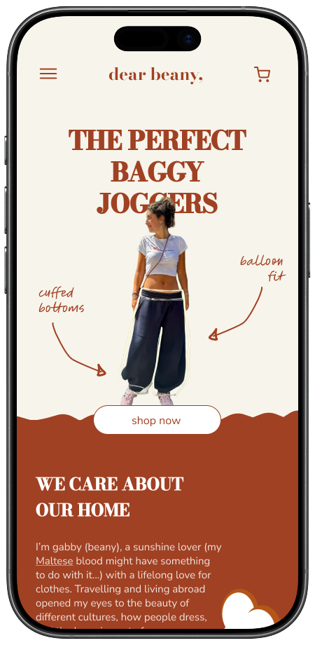 Dear Beany mobile mockup